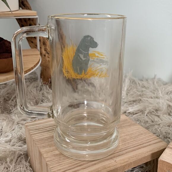 Vintage Clear Glass Beer Mug Irish Setter and Labrador Retriever - Picture 5 of 17